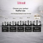 Lumora Triply Stainless Steel Jalebi Kadhai  with Lid, Flat Base Kadhai, Heavy Bottom, Less Oil Cooking, Ideal for Jalebi, Malpua, Ghewar & Biryani, Induction & Gas Compatible