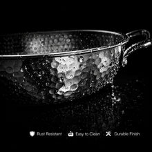 LUMORA Hammered Triply Stainless Steel Kadhai with Lid, Heavy Bottom Steel Kadai, Less Oil Cooking, Even Heating, Induction & Gas Compatible, Premium Textured Finish