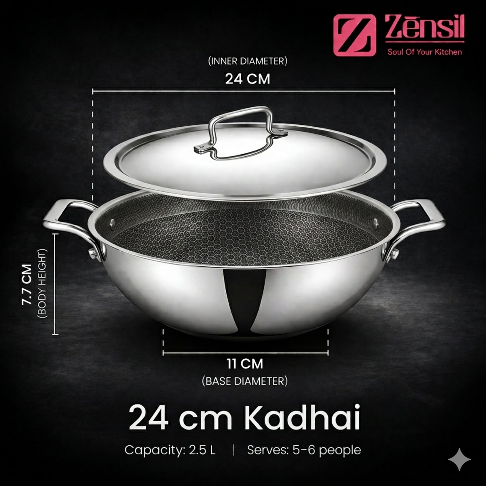 Honeycomb Triply Stainless Steel Kadhai