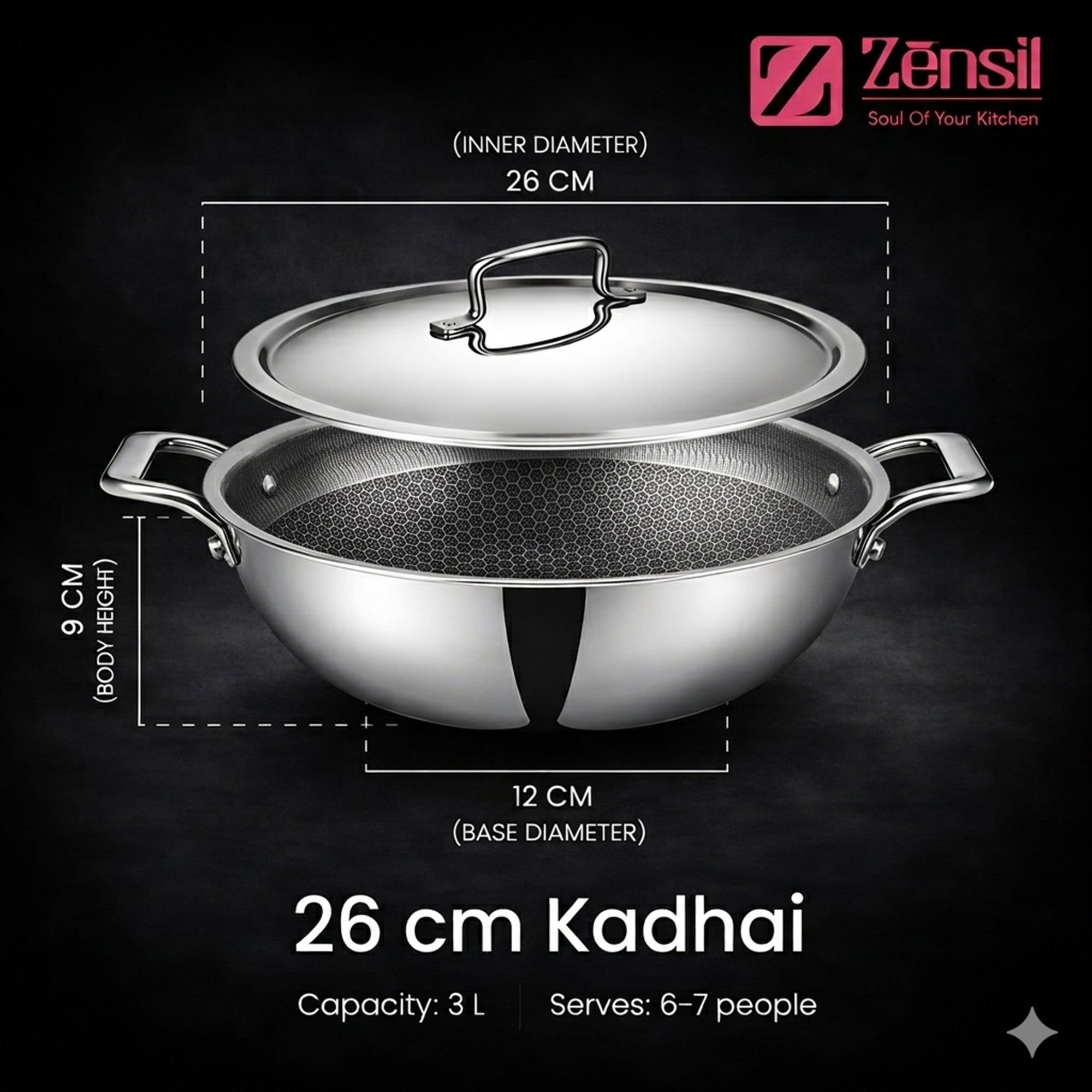 Honeycomb Triply Stainless Steel Kadhai