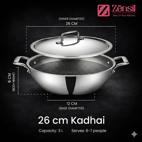 Honeycomb Triply Stainless Steel Kadhai