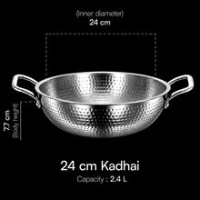 LUMORA Hammered Triply Stainless Steel Kadhai with Lid, Heavy Bottom Steel Kadai, Less Oil Cooking, Even Heating, Induction & Gas Compatible, Premium Textured Finish