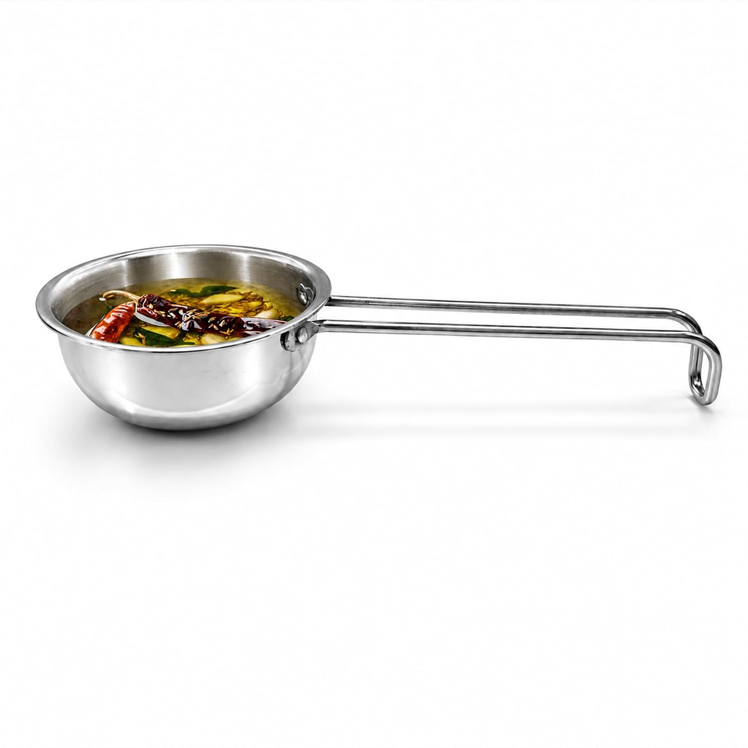 Lumora Triply Stainless Steel Tadka Pan 10 cm (350 ml) with Extended Support & Riveted Stay-Cool Handle, Enhanced Stability, Tempering Pan for Dal, Curry, Ghee & Spices Induction & Gas Ready