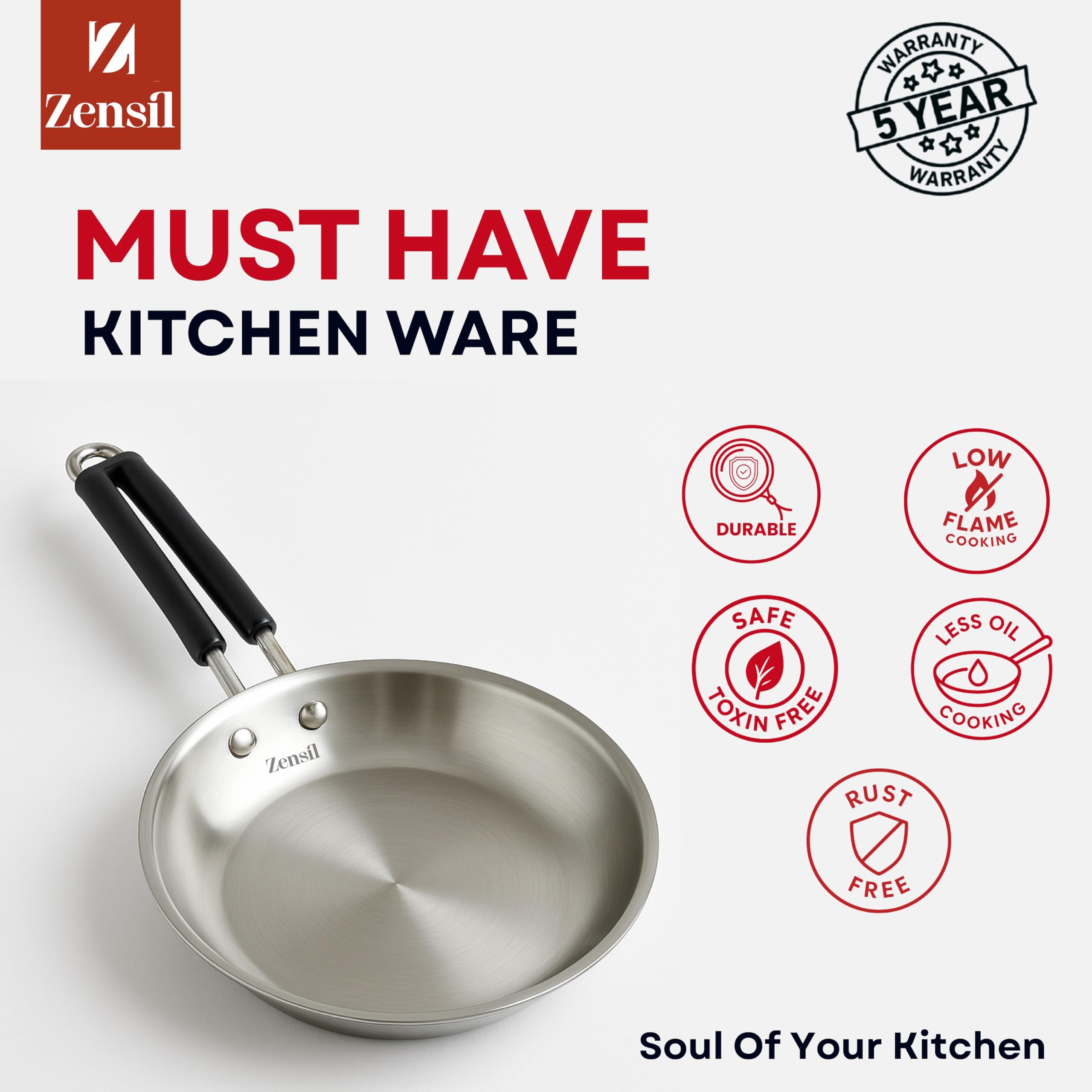 Tri-Ply Stainless Steel Fry Pan