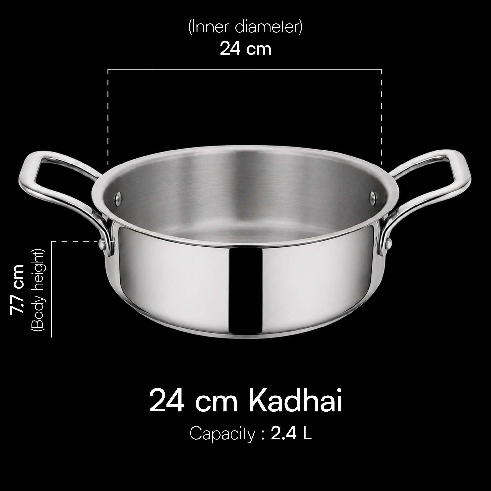 Lumora Triply Stainless Steel Jalebi Kadhai  with Lid, Flat Base Kadhai, Heavy Bottom, Less Oil Cooking, Ideal for Jalebi, Malpua, Ghewar & Biryani, Induction & Gas Compatible