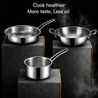 LUMORA Triply Stainless Steel Cookware Set, 4 Pcs – 24 cm Kadai with Lid (2.4 L), 22 cm Fry Pan (1.5 L) & 16 cm Sauce Pan (2 L), Heavy Bottom, Less Oil Cooking, Induction & Gas Compatible