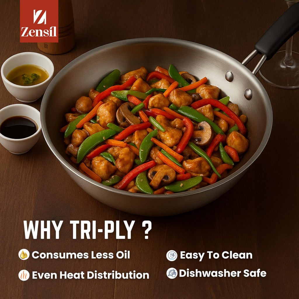Tri-Ply Stainless Steel Fry Pan
