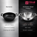 Tri-Ply Stainless Steel Kadhai