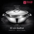 Tri-Ply Stainless Steel Kadhai
