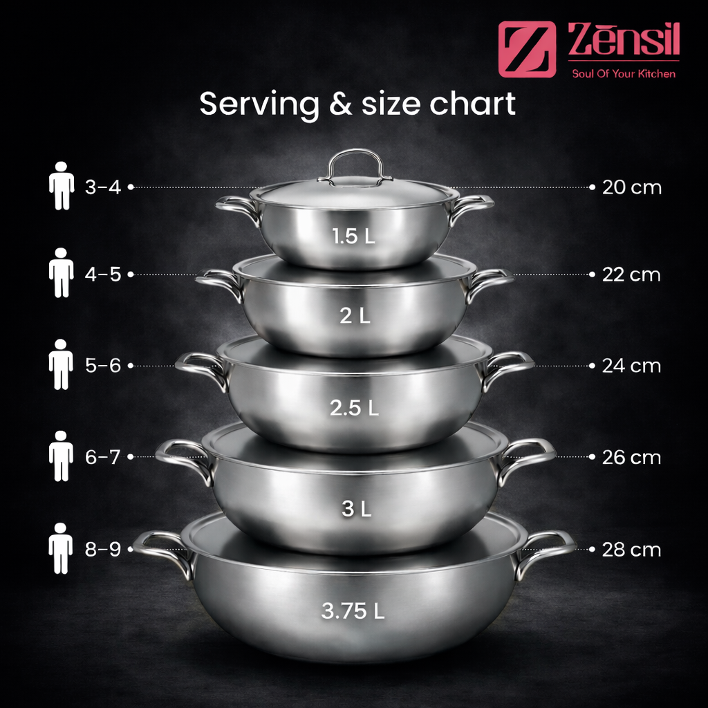 Tri-Ply Stainless Steel Kadhai