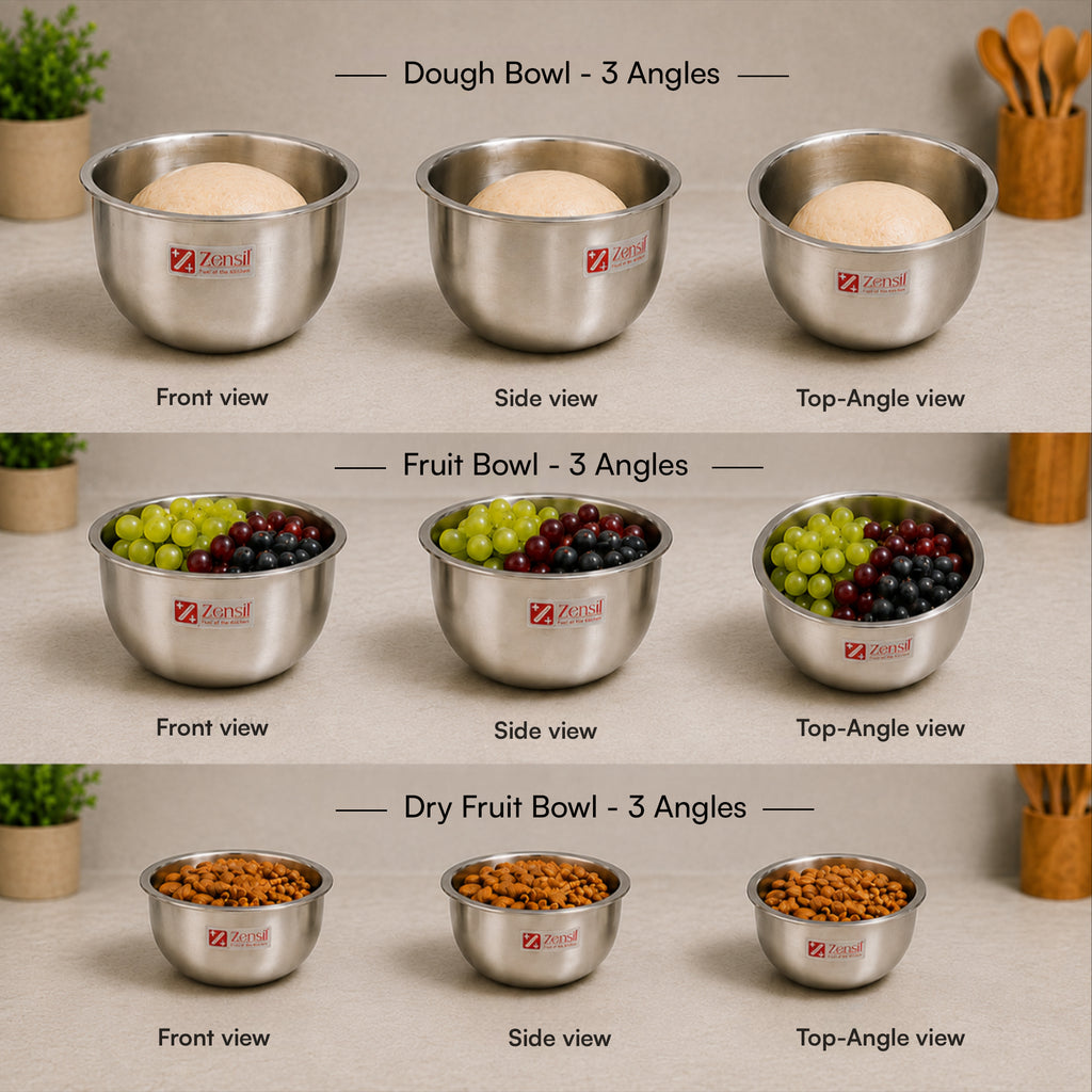 Stainless Steel Serving Mixing Bowl with Lid Set of 3