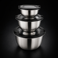 Stainless Steel Serving Mixing Bowl with Lid Set of 3
