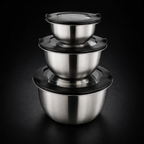 Stainless Steel Serving Mixing Bowl with Lid Set of 3
