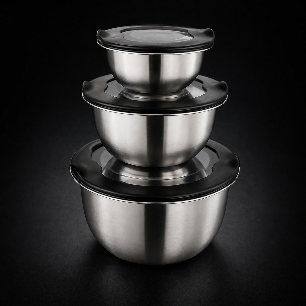 Stainless Steel Serving Mixing Bowl with Lid Set of 3