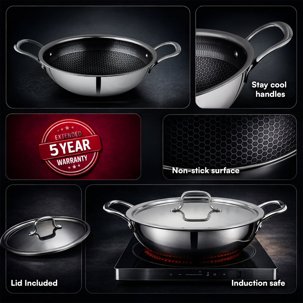 Honeycomb Triply Stainless Steel Kadhai
